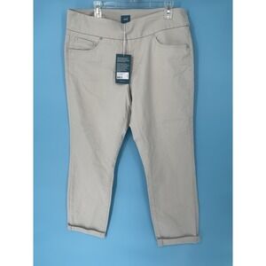 Jag Women Amelia Pull-on Stretch Slim Tan Ankle Pants Sz 16 Row Rolled Hem NWT